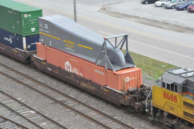 Union Pacific unveils new aerodynamic technology for double-stack intermodal trains employee-designed Arrowedge® will reduce fuel usage and related emissions
