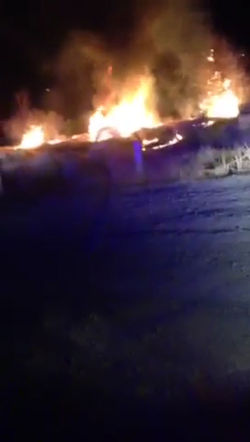 One Person Suffers Burns in Wreck and Car Fire at FMC Park Last Night