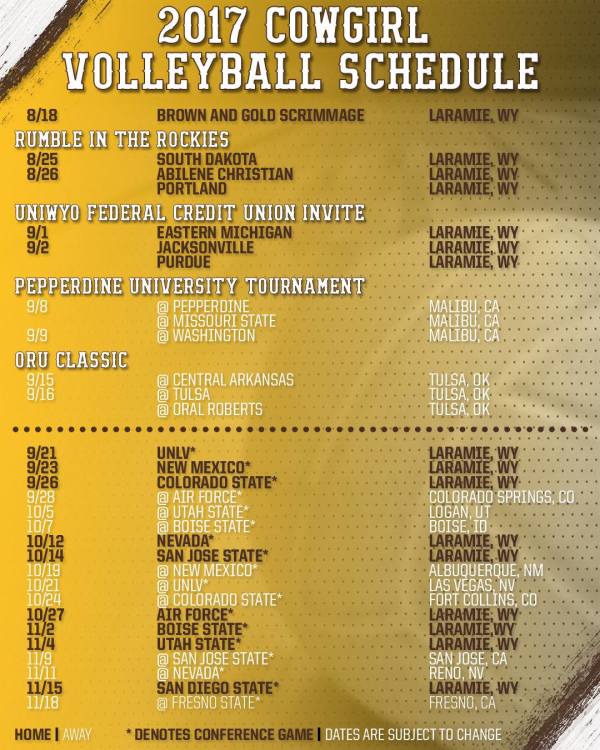 Cowgirl Volleyball Announces 2017 Schedule