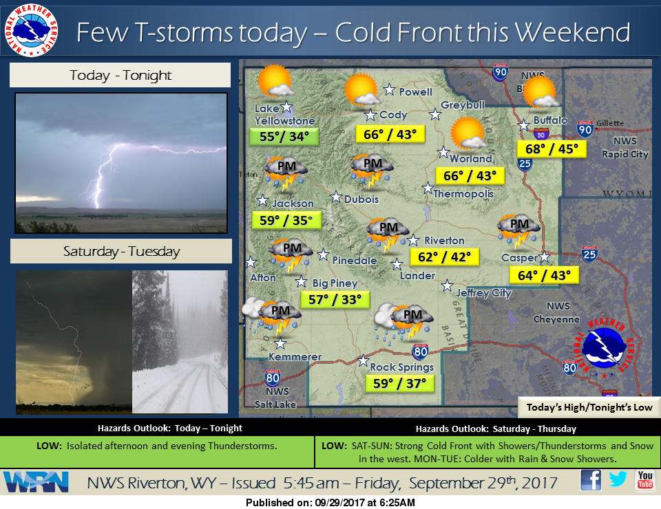 Isolated Showers, With Thunderstorms Also Possible After Noon