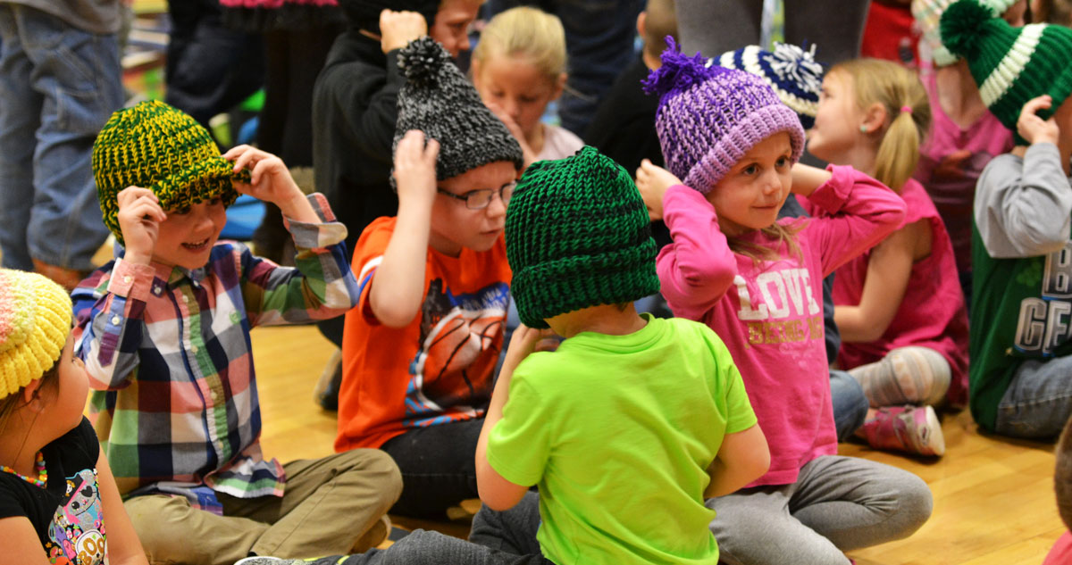 Golden Hour Senior Center Sewing Group Knits Hats for Truman Elementary Students