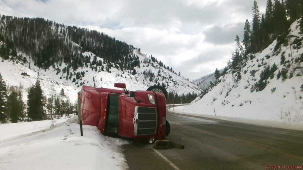Distracted by Breakfast, Driver Rolls Semi in Hoback Canyon