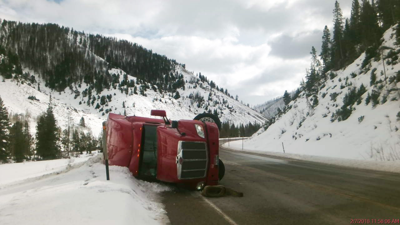 Distracted by Breakfast, Driver Rolls Semi in Hoback Canyon