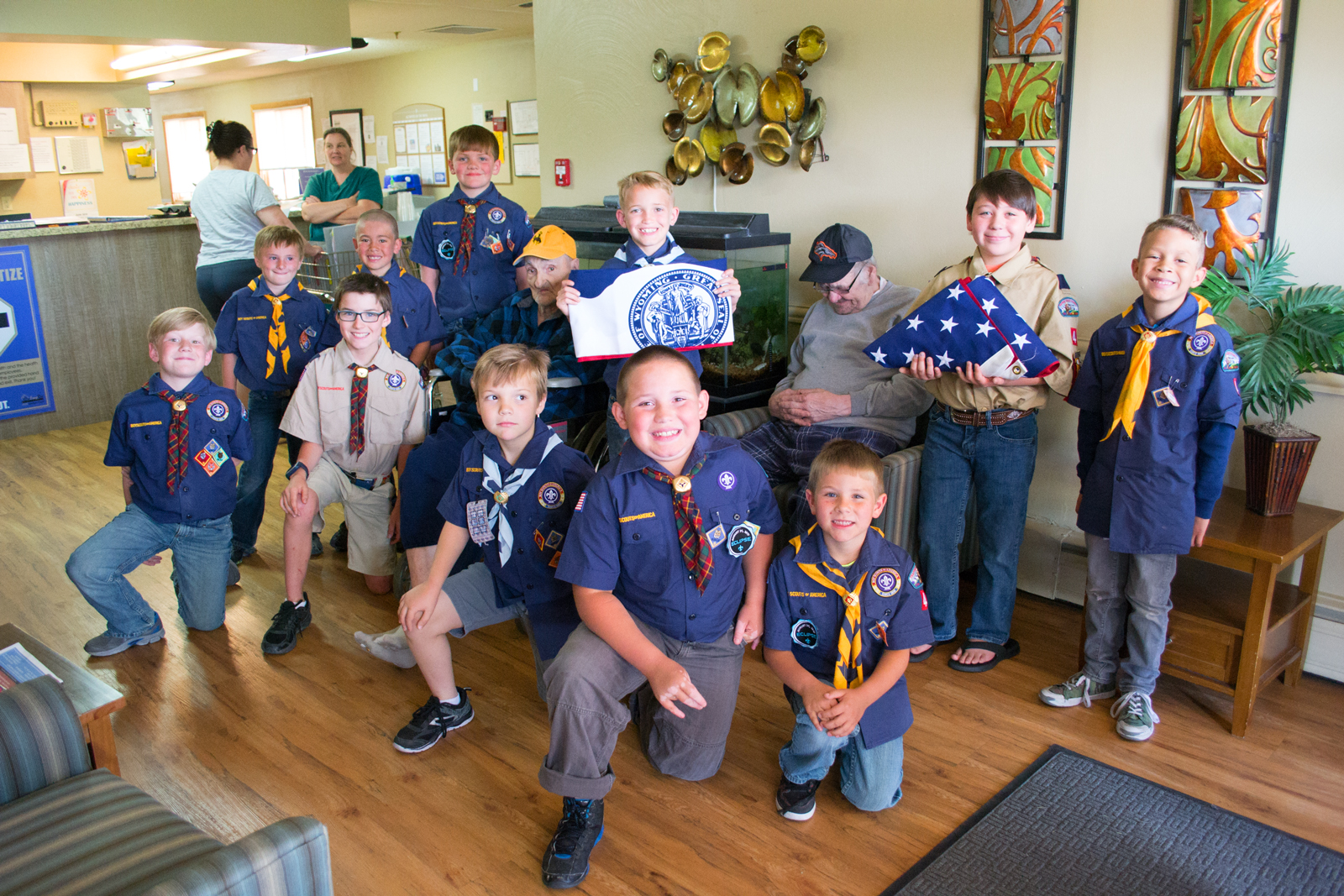 Rock Springs Cub Scout Pack 4 Donates Flags to Sage View Care Center