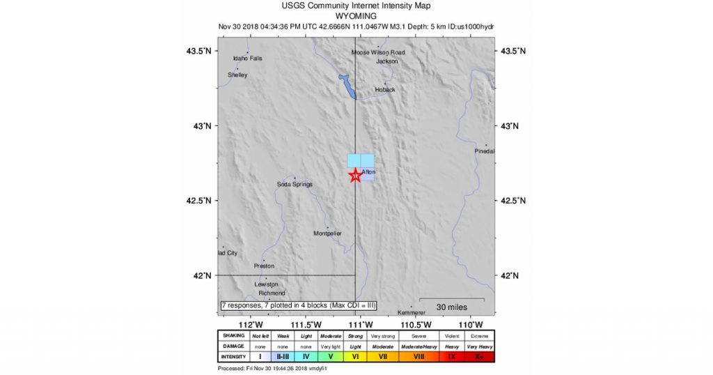 Geological Survey Records 3.1 Magnitude Earthquake Near Afton Today