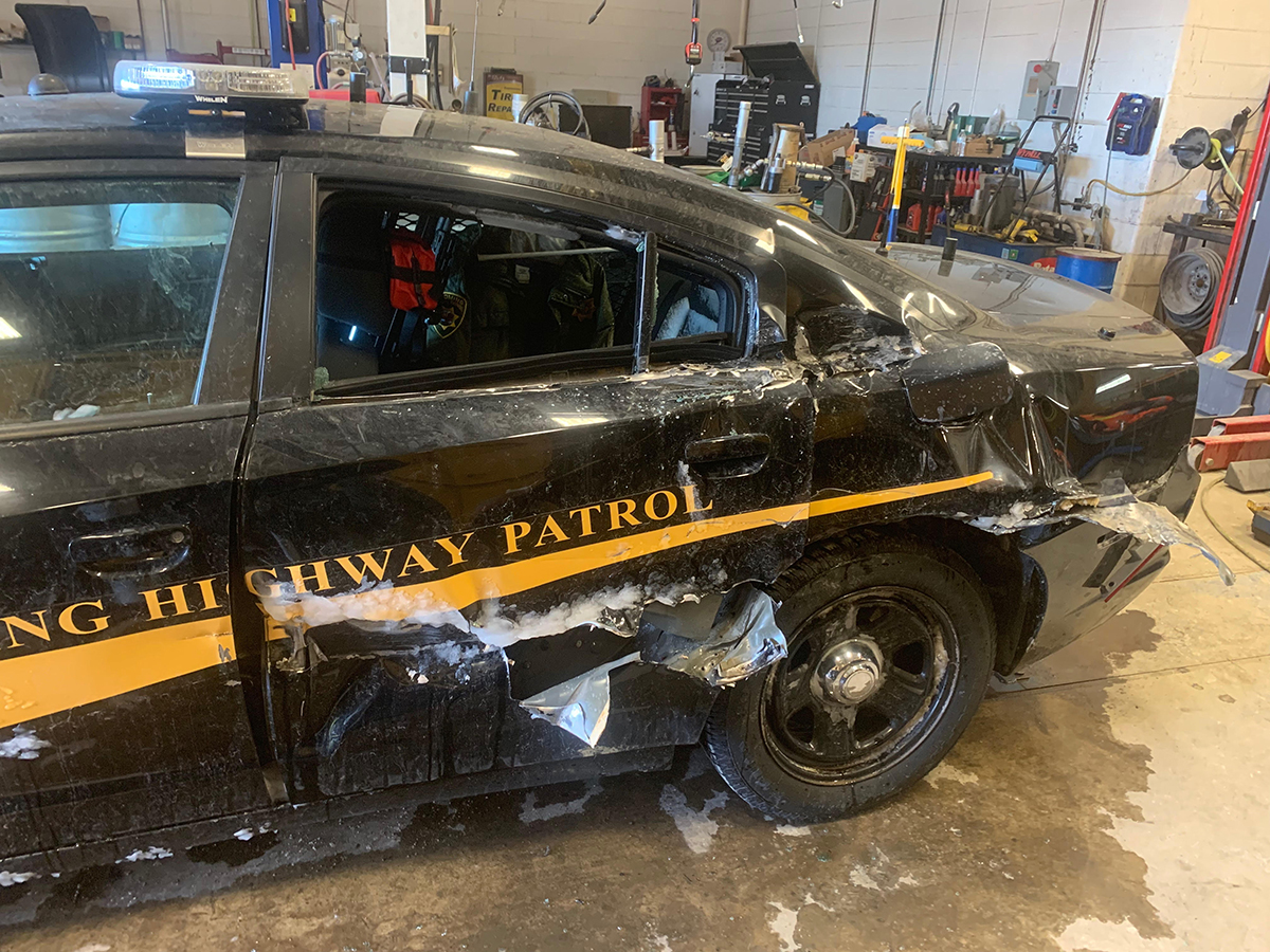 Highway Patrol Car Struck by Passing Motorist On Monday