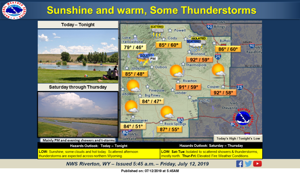Sunny with a High Near 87