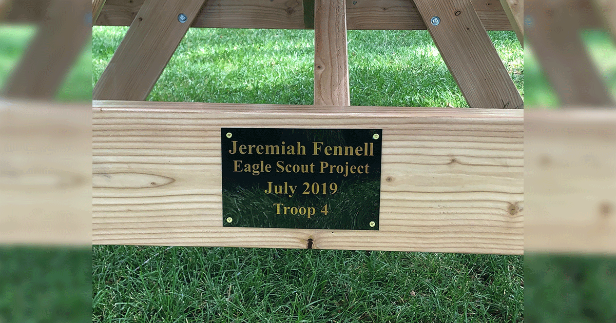 Eagle Scout Donates Tables to Bunning Park