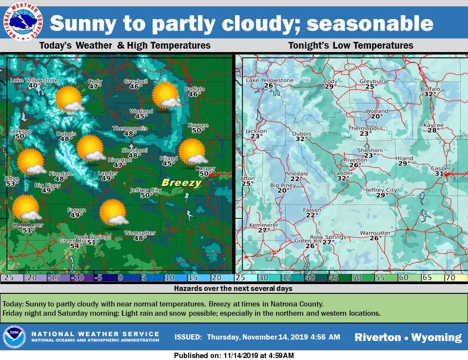 Mostly Sunny with a High Near 47