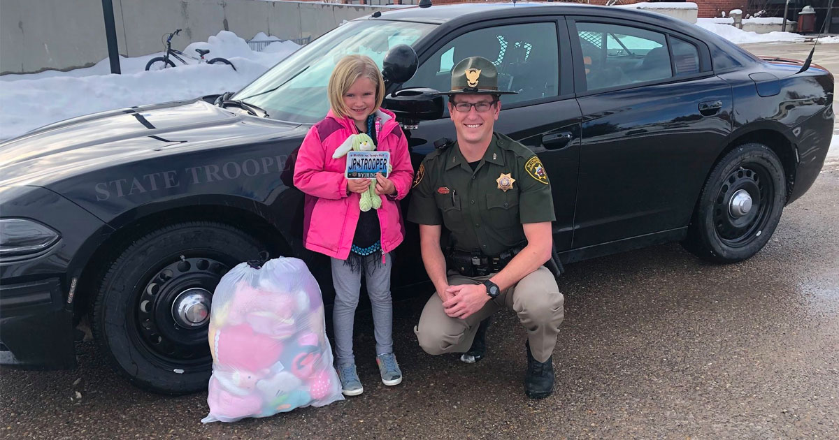Wyoming Girl Donates Her Stuffed Animals to Wyoming Highway Patrol