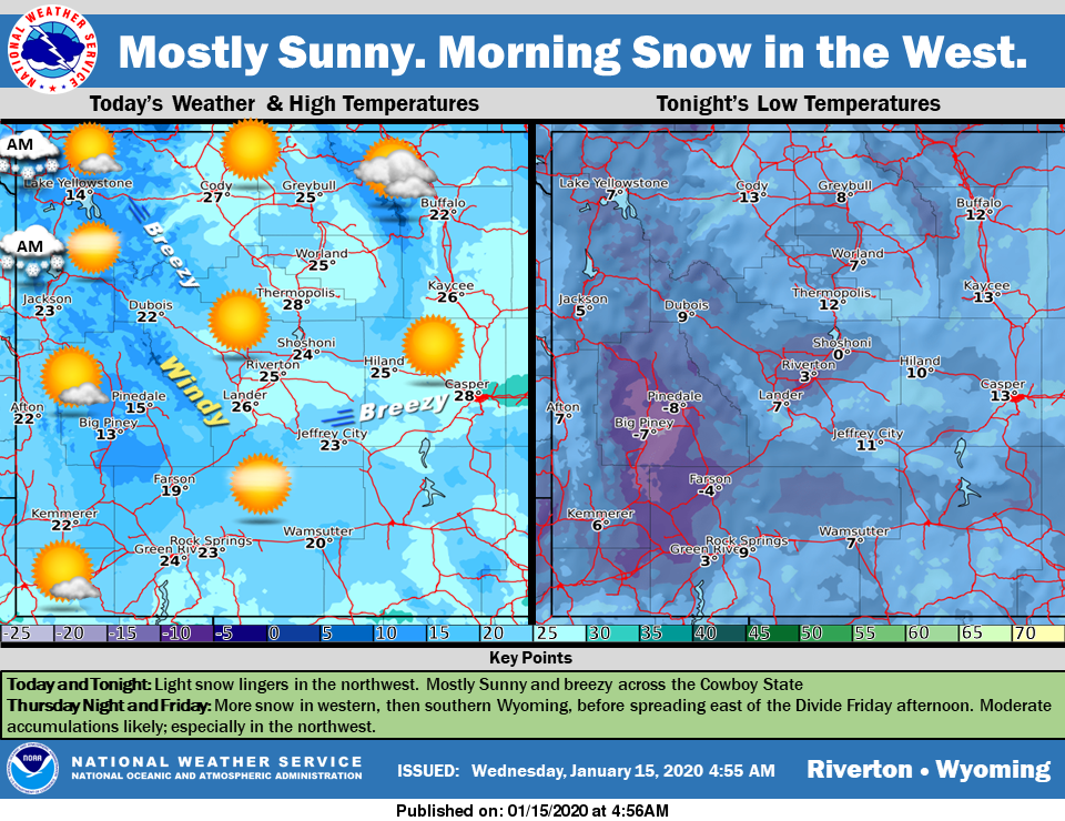 Sunny with a High Near 23