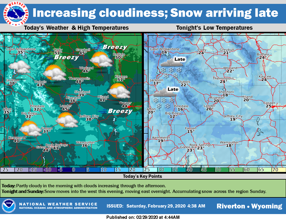 Mostly Sunny with a High Near 42