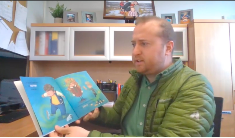 Monroe Elementary Principal Reads Online to Students on St. Patrick’s Day