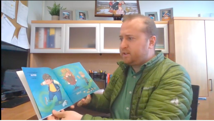 Monroe Elementary Principal Reads Online to Students on St. Patrick’s Day