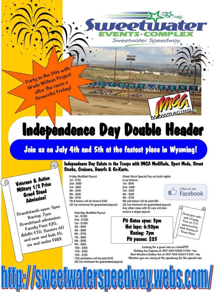 Don’t miss the fireworks on and off the track at the Independence Day Doubleheader; The Sweetwater Speedway will be honoring active military and veterans
