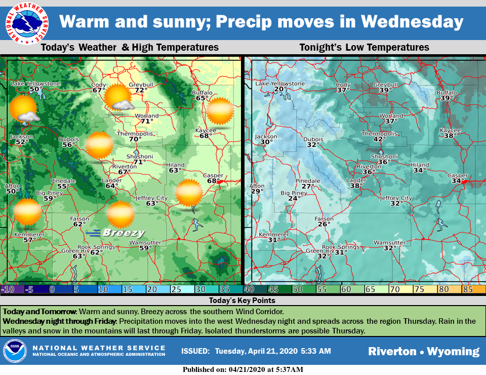 Sunny with a High Near 62