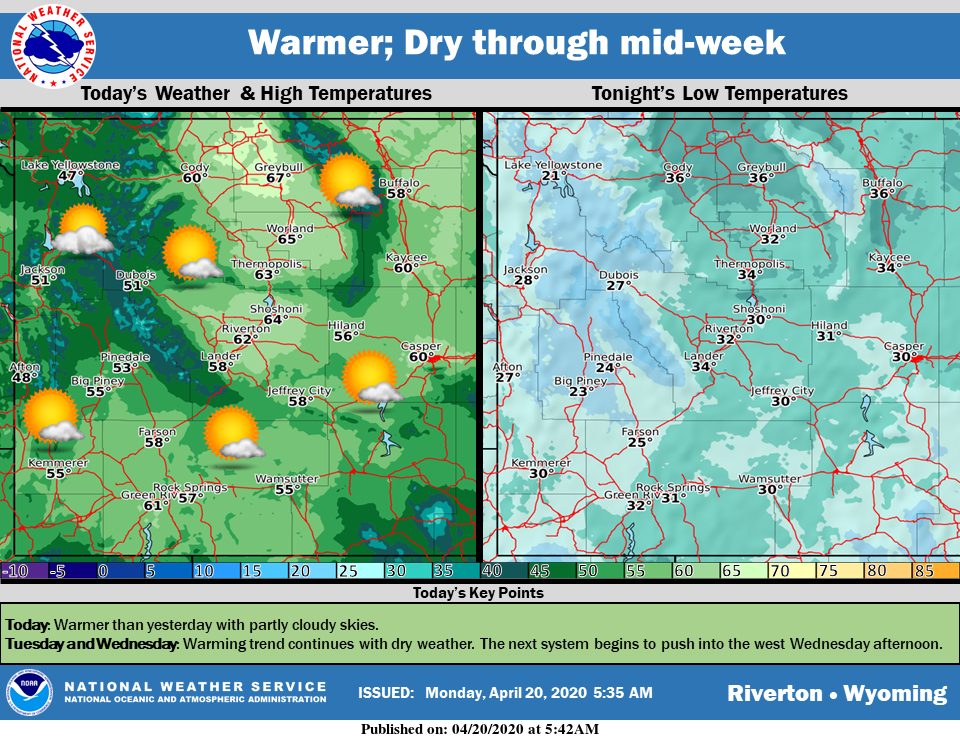 Sunny with a High Near 58