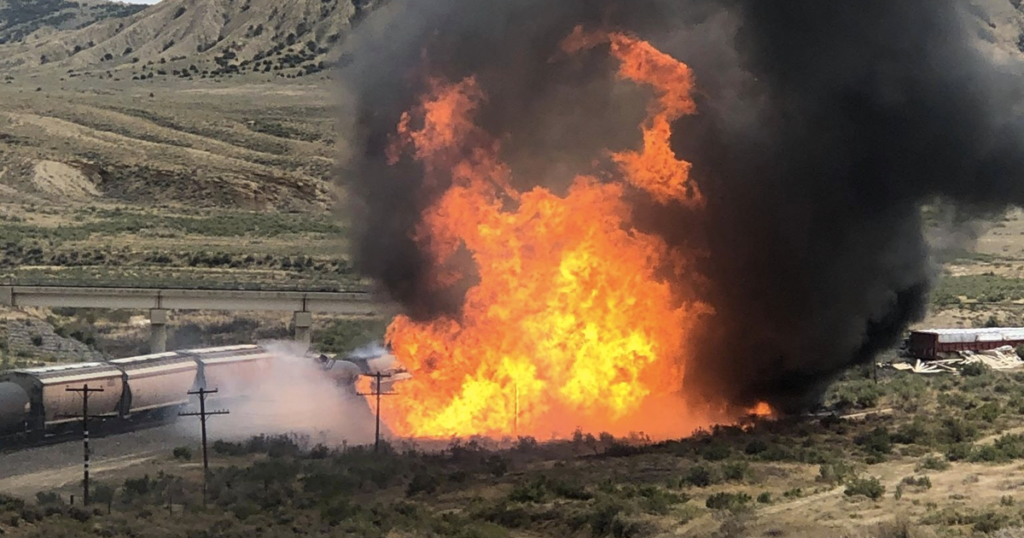 Explosive Fire Bursts Just Outside of Rock Springs; 26 Train Cars Derailed