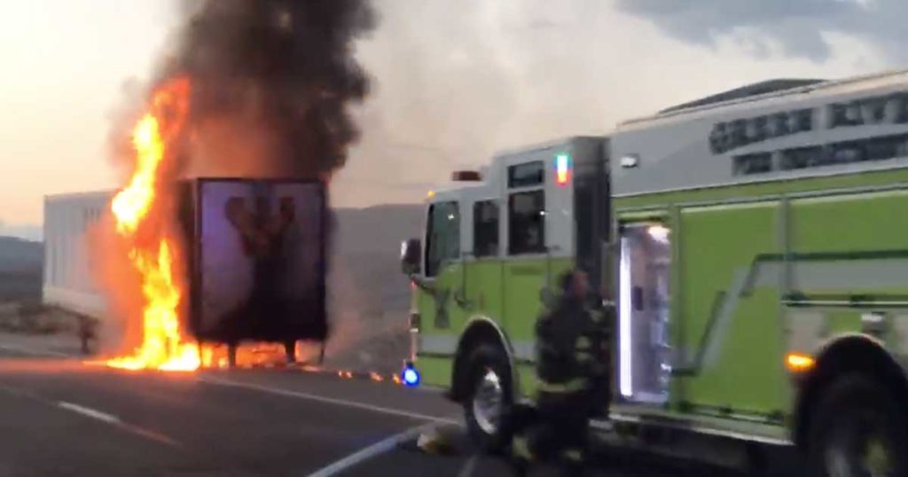 Green River Fire Department Extinguishes I-80 Semi-Trailer Fire