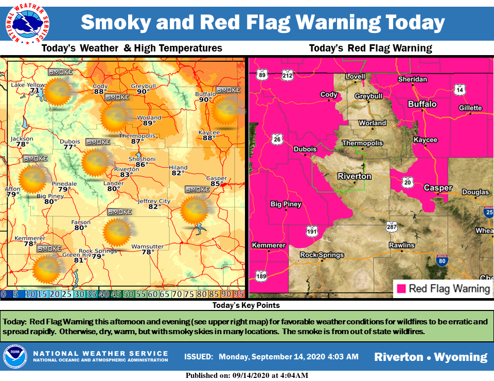 Areas of Smoke with a High Near 76