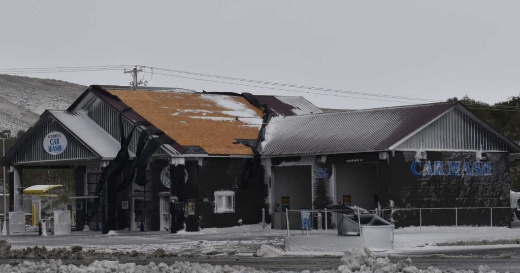 Strong Winds Cause Substantial Damage to Car Wash