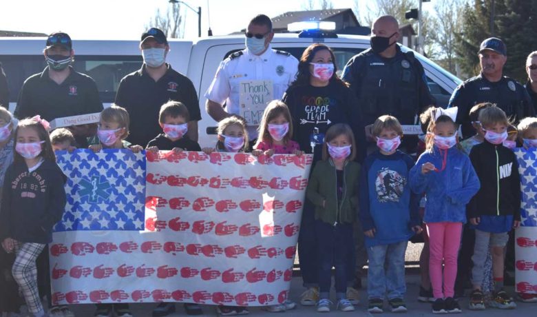 First Graders Make Flags to Show Appreciation for First Responders