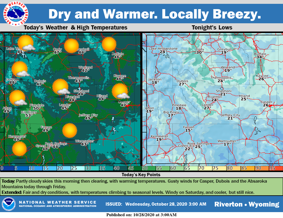 Sunny with a High Near 45