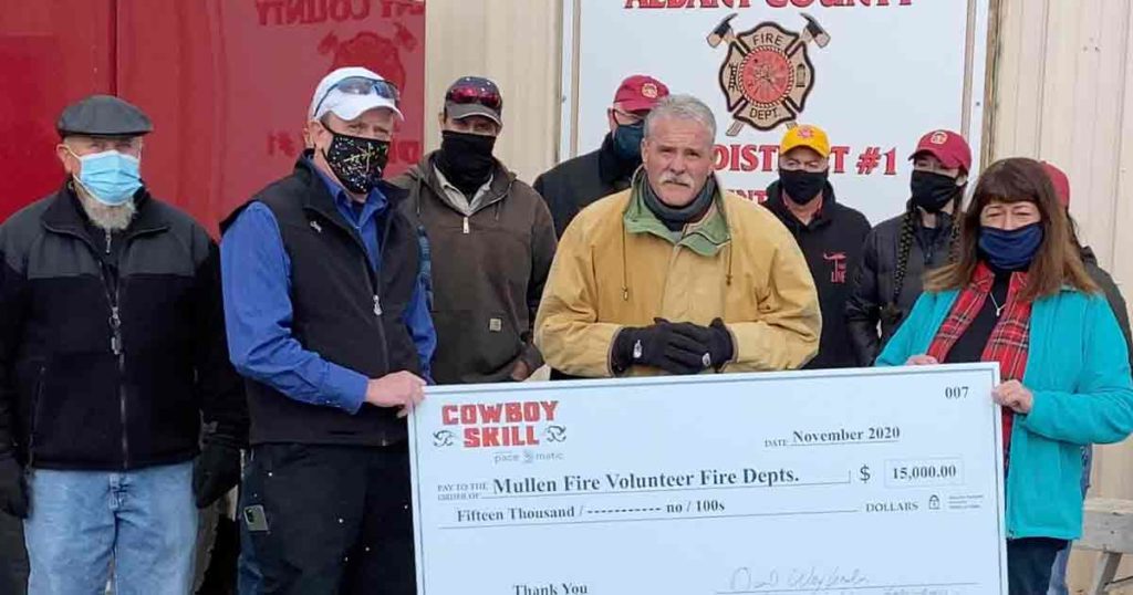 VIDEO: Mullen Area Volunteer Fire Departments Receive $15,000 Donation from Cowboy Skill Games