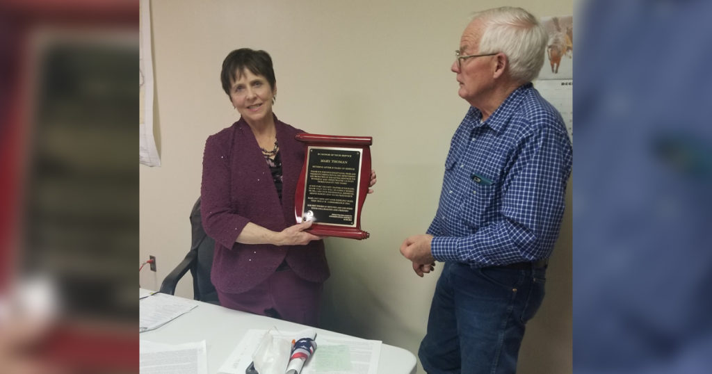 Thoman Honored for 20 Years of Service on Conservation District