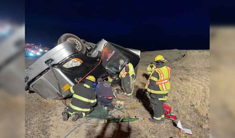 PHOTOS: Trapped Driver Rescued After Rollover on I80
