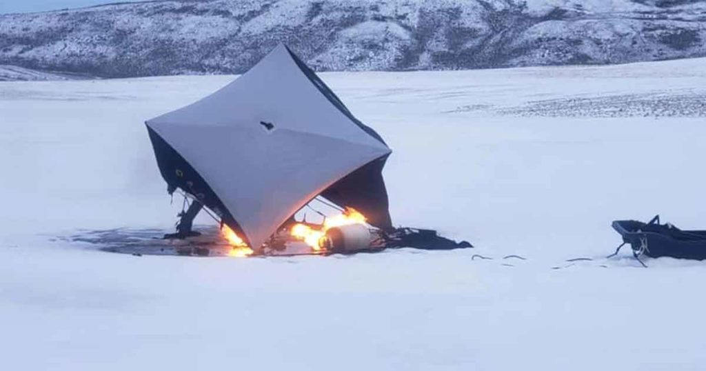 PHOTOS: Fishing Hut Fire Extinguished near Evanston
