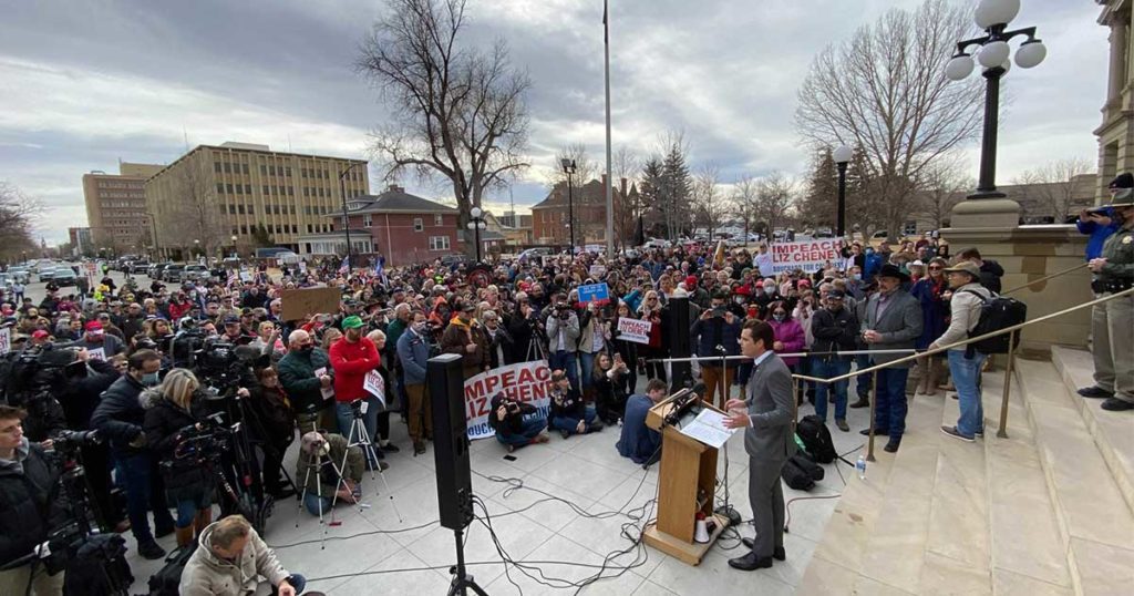 Hundreds Gather for Anti-Cheney Rally Outside Capitol Held by Fla. Rep. Matt Gaetz (PHOTOS)