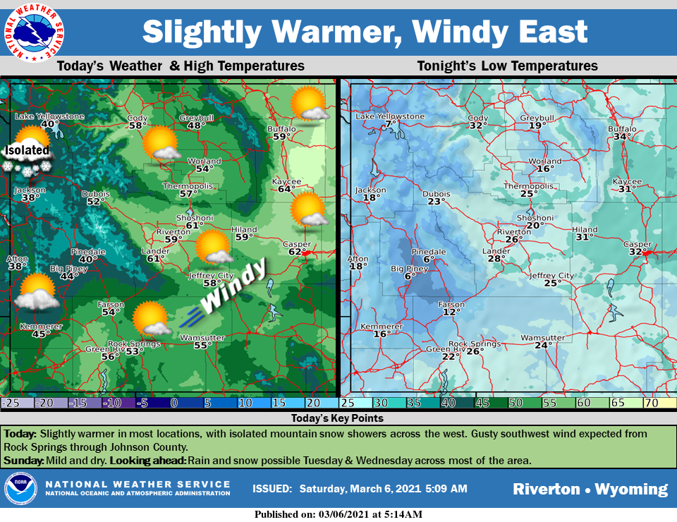 Mostly Sunny With a High Near 53