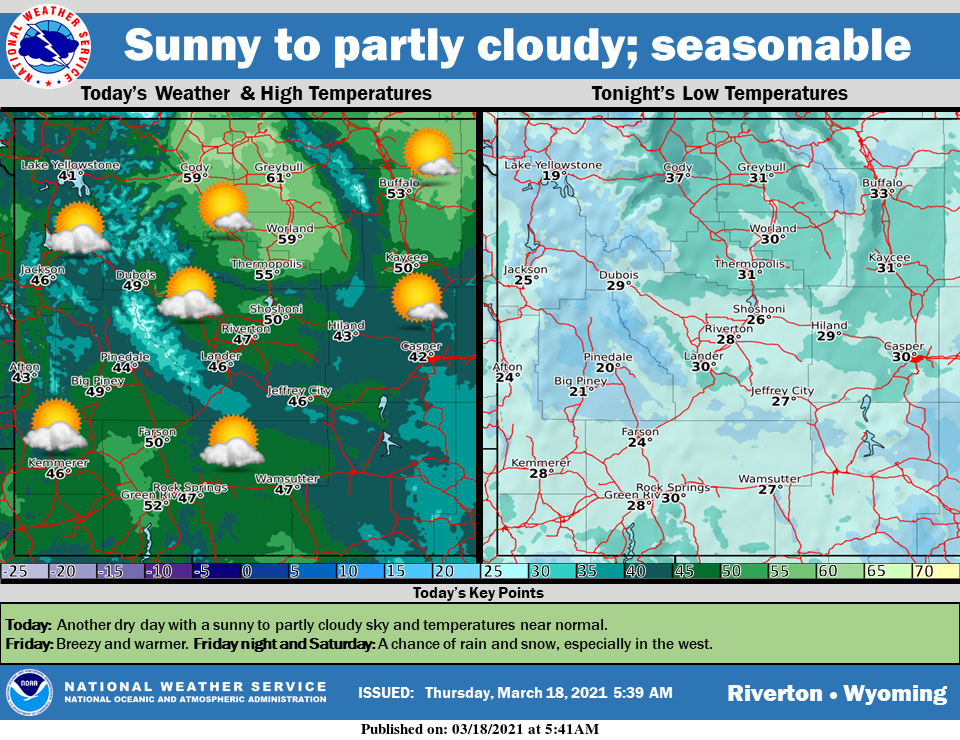 Mostly Sunny with a High Near 50