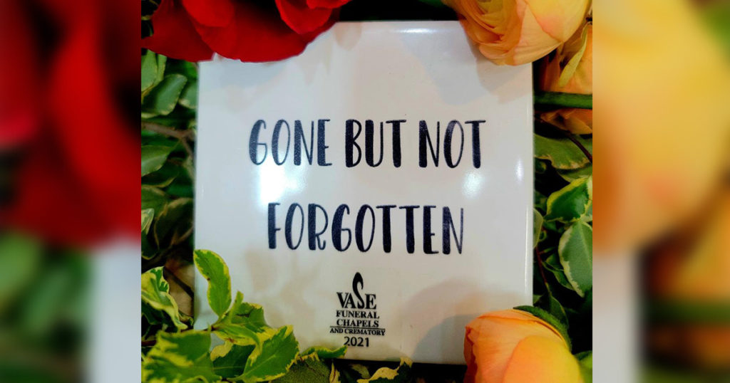 Pick Up Your Gone But Not Forgotten Commemorative Tile from Vase