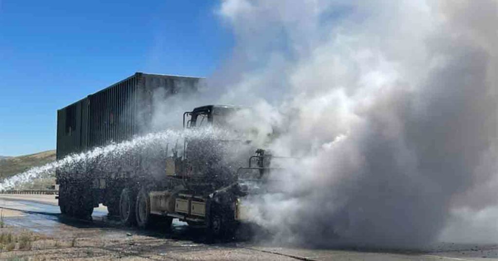 PHOTOS: Semi Truck Carrying Ammunition Caught Fire on I-80
