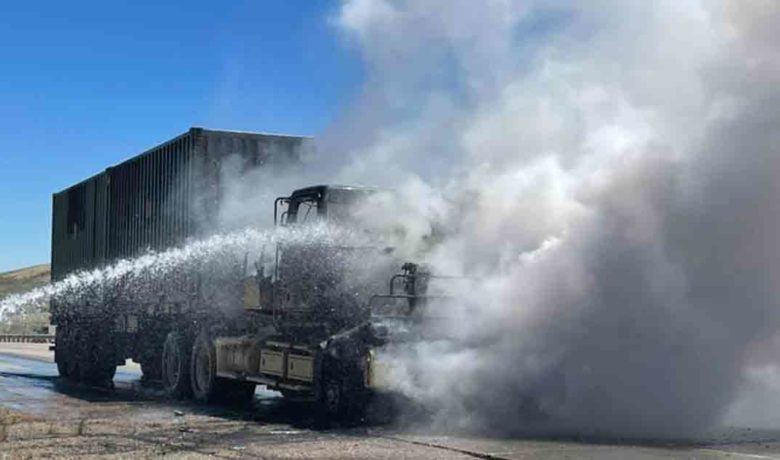 PHOTOS: Semi Truck Carrying Ammunition Caught Fire on I-80