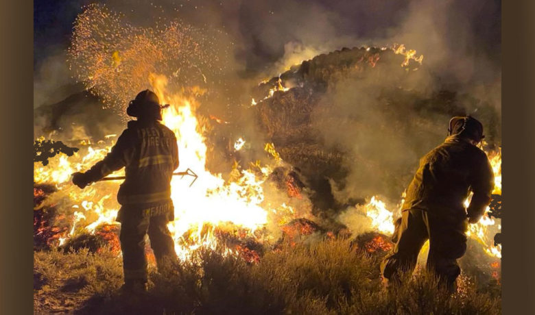 Agencies Unite to Battle Hay Fire Along Highway 372 Monday