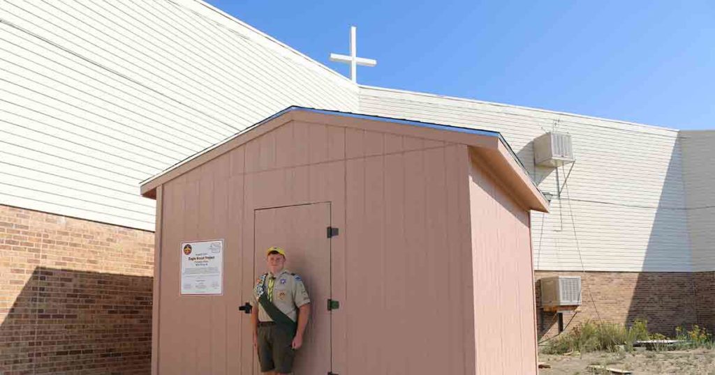 Boy Scout Builds Shed for Travelers Assistance Program