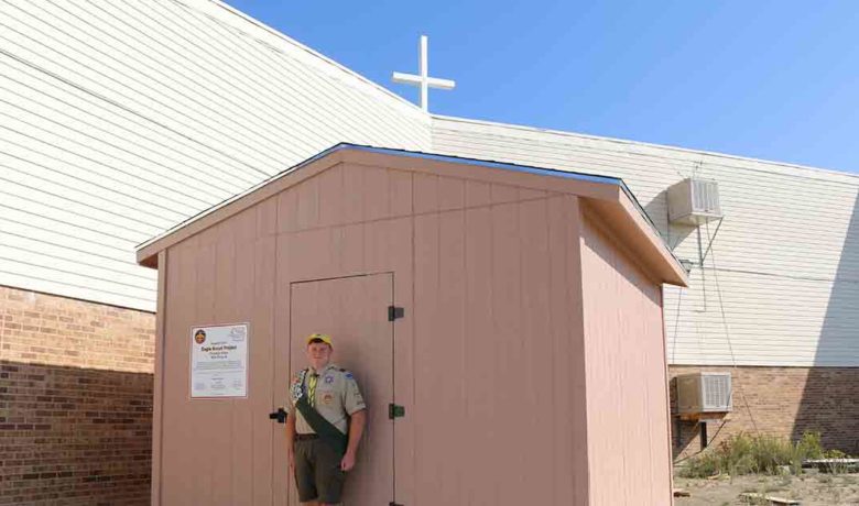 Boy Scout Builds Shed for Travelers Assistance Program