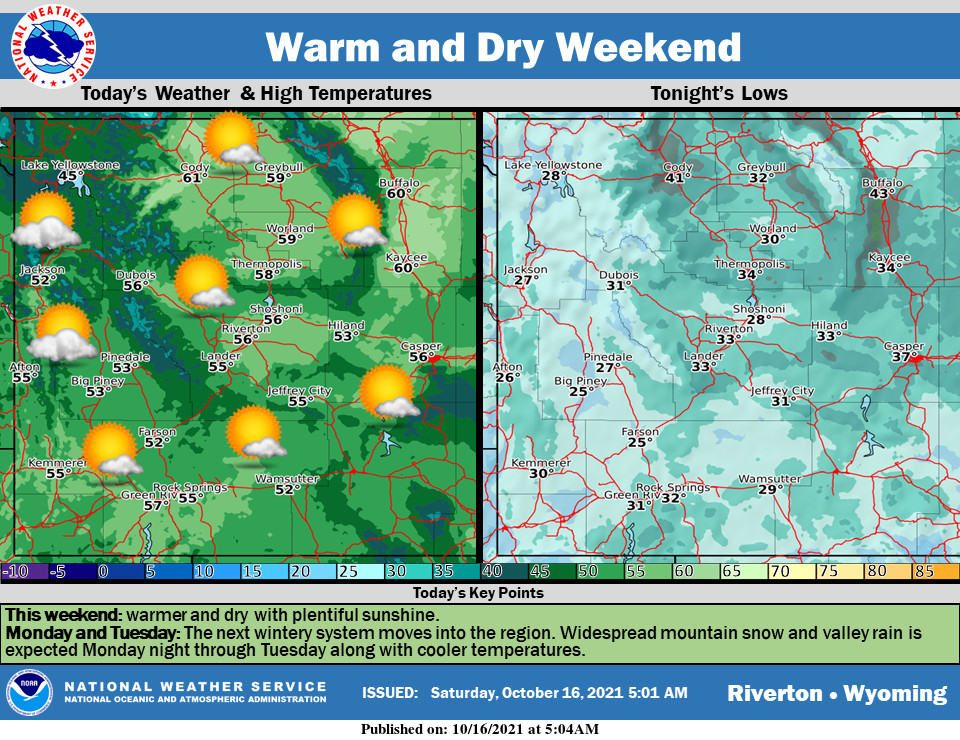 Sunny with a High Near 55