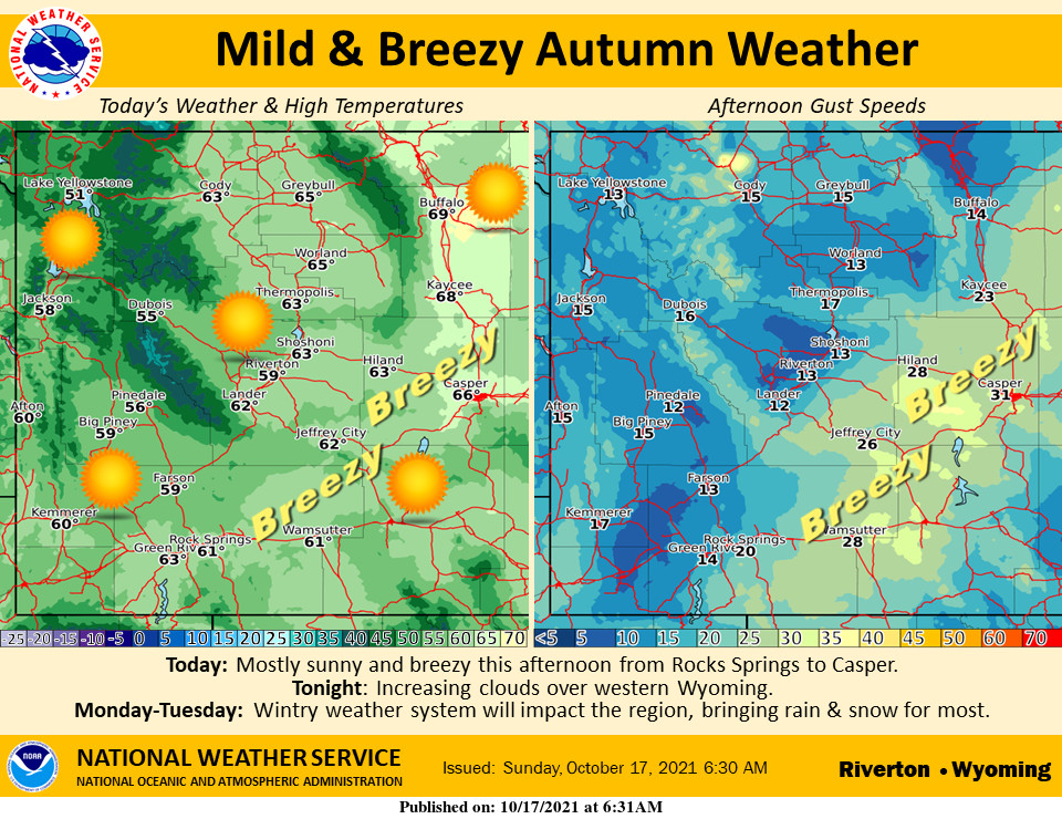 Sunny with a High Near 62