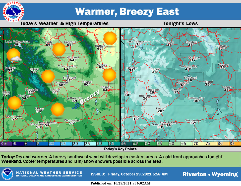 Sunny With a High Near 57