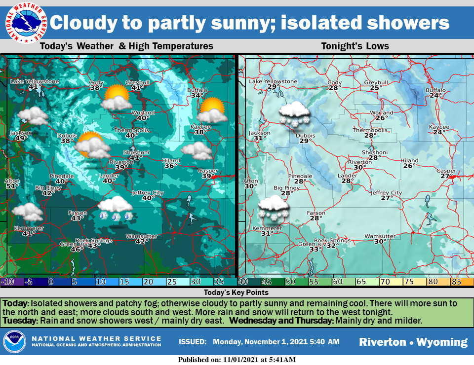 Mostly Cloudy With a High Near 44