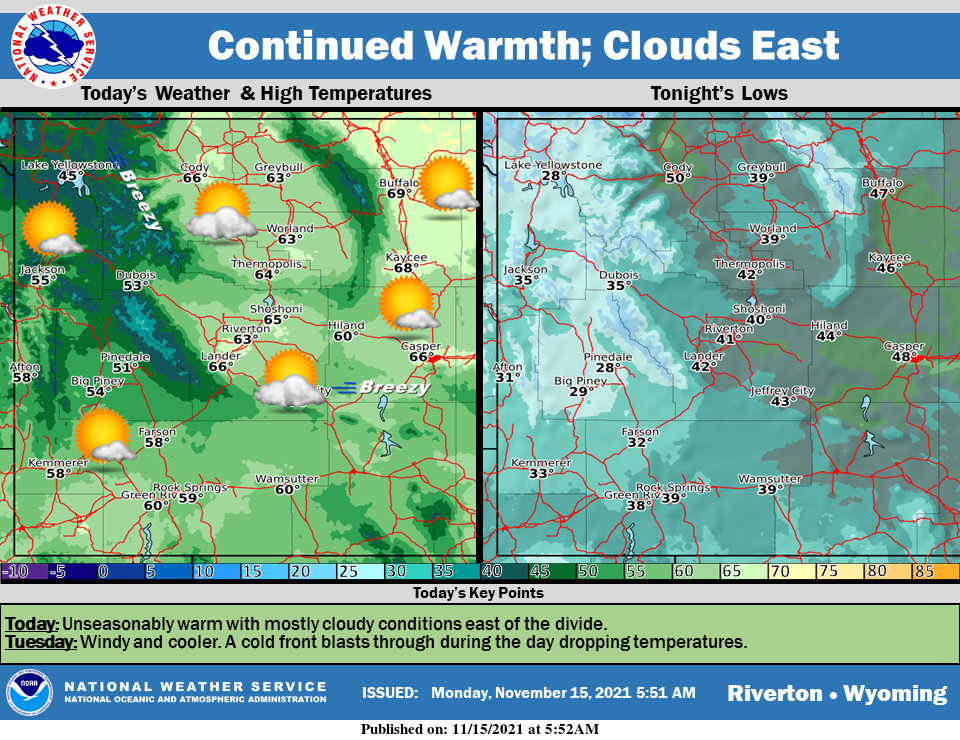 Mostly Sunny With a High Near 59