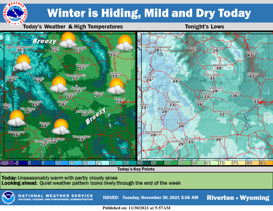 Sunny With a High Near 51