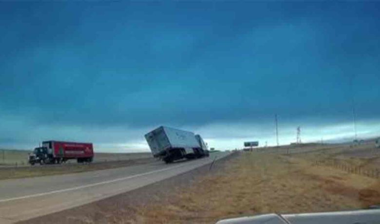 VIDEO: WYDOT Shares Semi Truck Blow Over