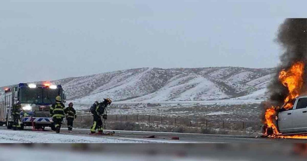PHOTOS: Fire District No. 1 Puts Out Truck Fire on I80 This Morning