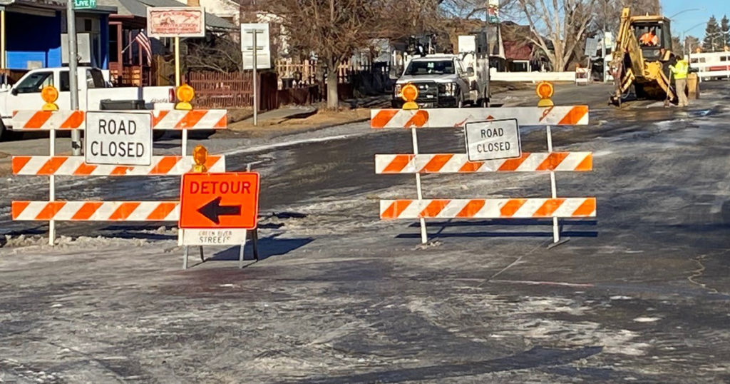 Crews Working on Waterline Break in Green River