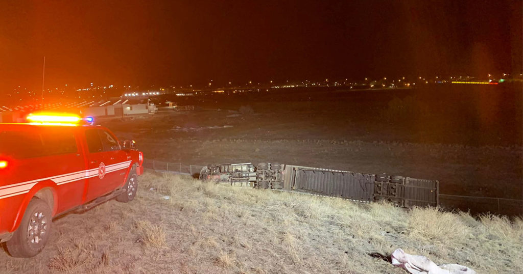 Two People Injured in Semi Truck Rollover Near Evanston